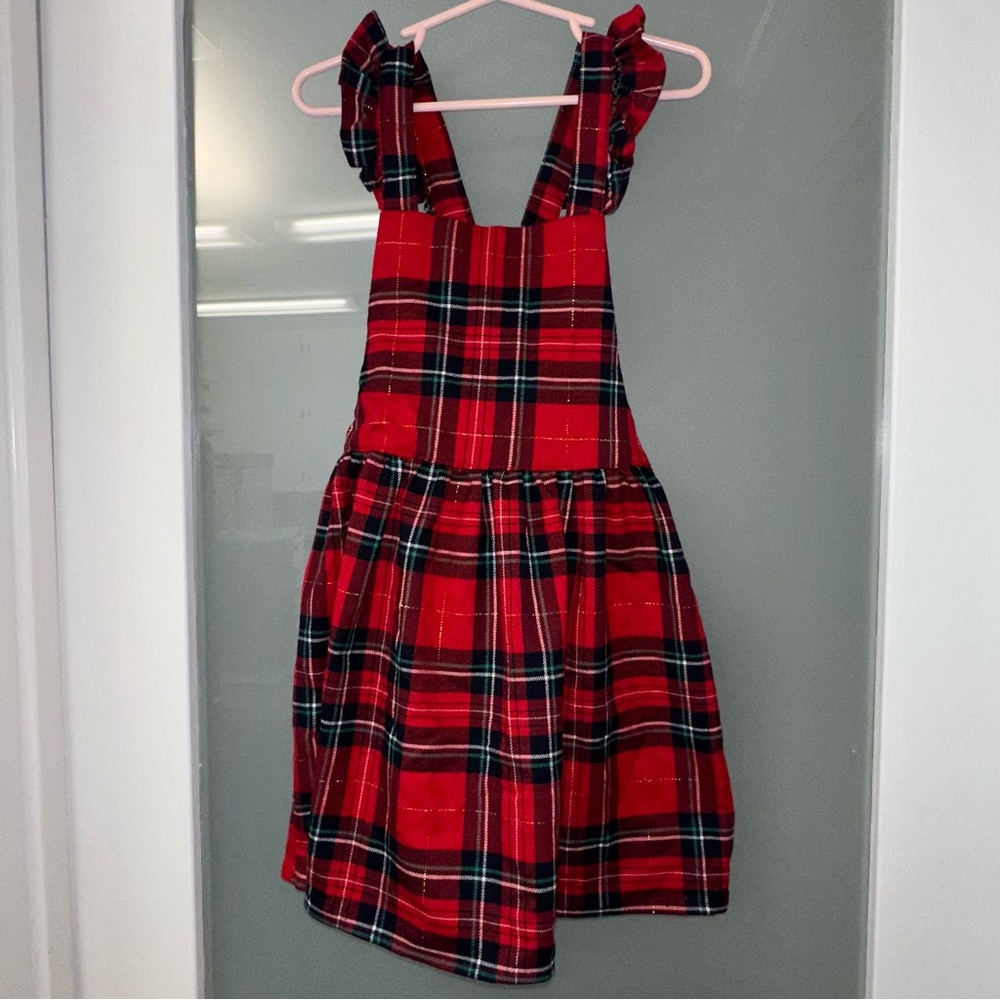 H&M Toddler Red Tartan Overall Dress Size Girls 5T/6 - EUC - Holiday Christmas